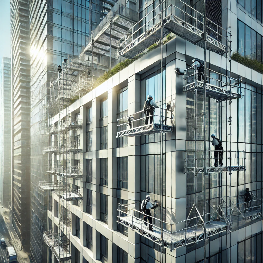 the process of building facade protection and inspection in Dubai